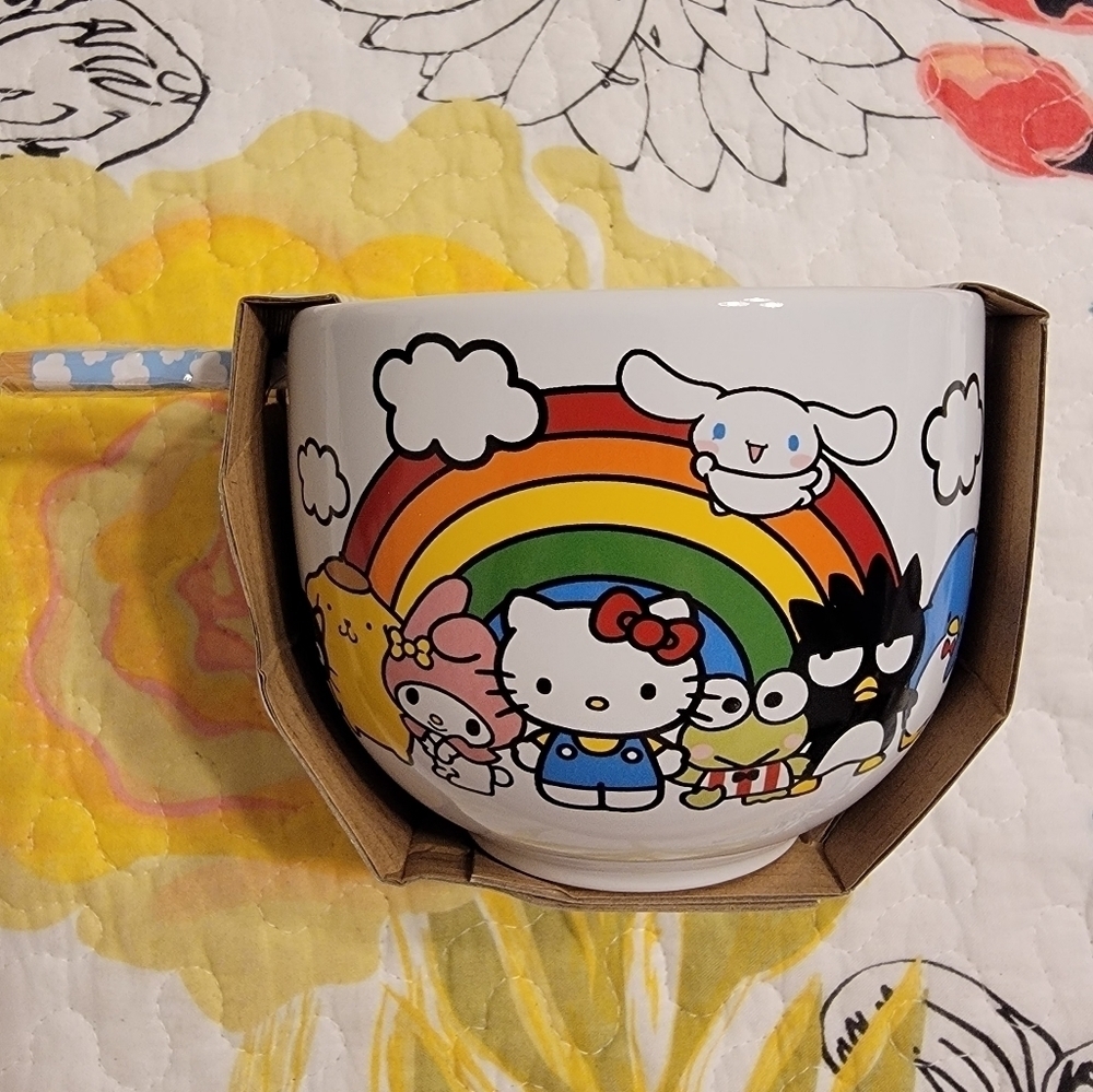 NWT Hello Kitty & Friends Ramen Bowl with Chopsticks
